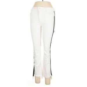 Mother Insider Crop Step Fray Whipping The Racer Stripe Ivory Jeans 30 USA Y2K